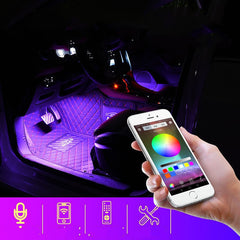 USB Voice Control Music Rhythm Light Car Interior Modification